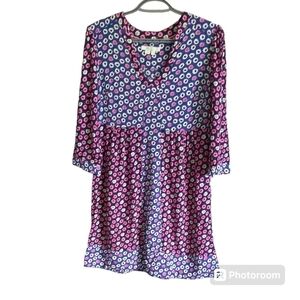 Boden Mollie Azalea Bud Floral Print Tunic Dress Pink Blue Size US 4R